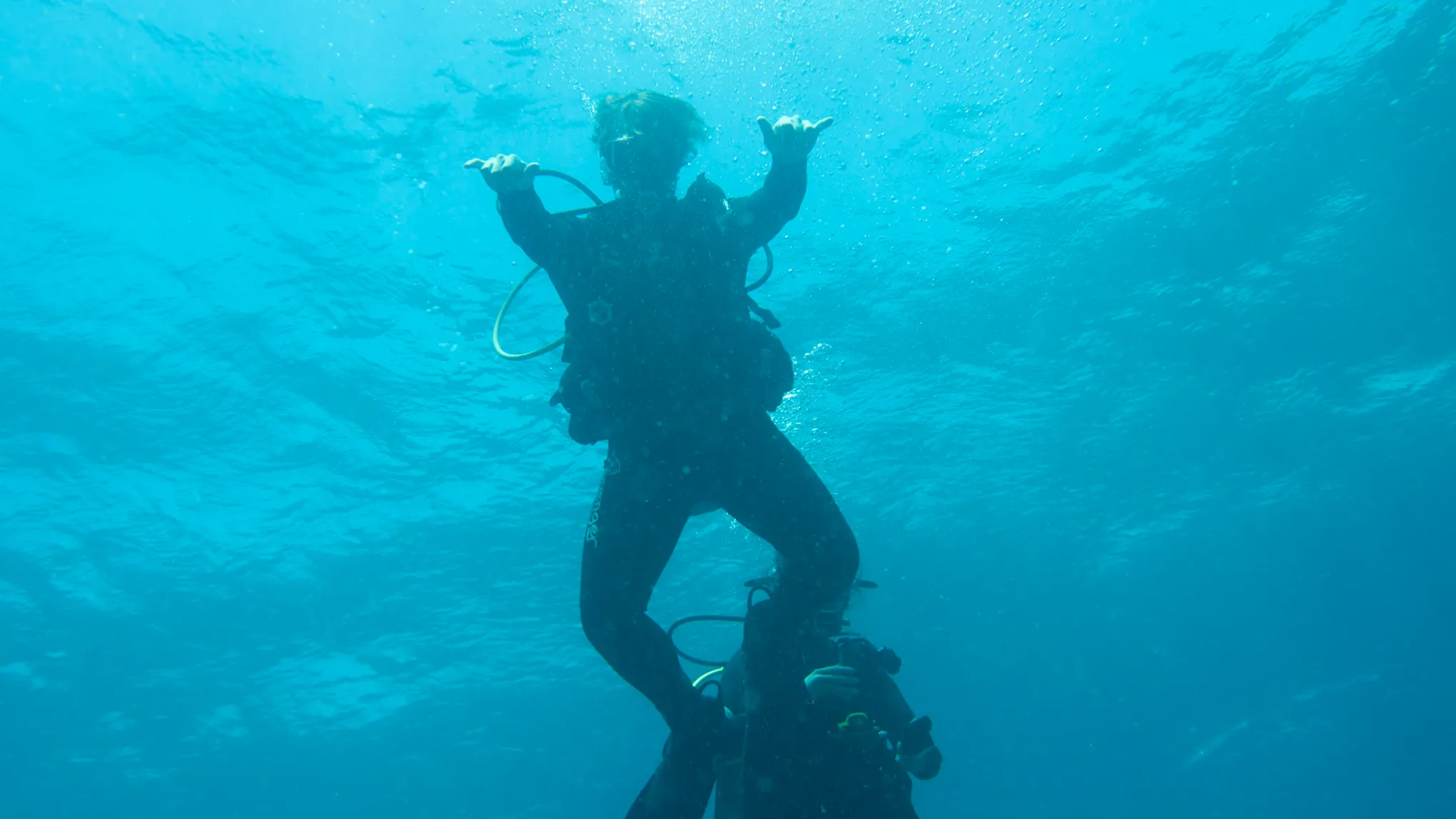 a man swimming in the water